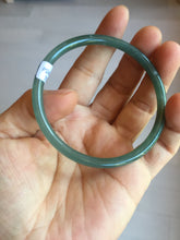 Load image into Gallery viewer, 56.5mm Certified Type A 100% Natural icy watery green/blue/black/gray slim round cut Guatemala Jadeite bangle PC63-7050
