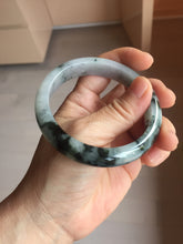Load image into Gallery viewer, 57.2mm certified 100% natural Type A dark green black purple white Blooming Ink(水墨花开) jadeite jade bangle PB293-0507
