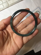 Load image into Gallery viewer, 53mm Certified Type A 100% Natural dark green/blue/gray Guatemala slim round cut Jadeite bangle PJ18-2595
