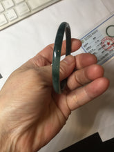 Load image into Gallery viewer, 53mm Certified Type A 100% Natural dark green/blue/gray Guatemala slim round cut Jadeite bangle PJ18-2595
