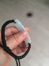 Load image into Gallery viewer, 100% natural type A yellow/white/green carved feather jadeite jade braided adjustable slider bracelet AX39
