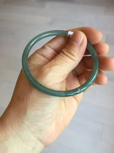 Load image into Gallery viewer, 56.5mm Certified Type A 100% Natural icy watery green/blue/black/gray slim round cut Guatemala Jadeite bangle PC63-7050
