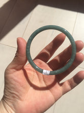 Load image into Gallery viewer, 56.5mm Certified Type A 100% Natural icy watery green/blue/black/gray slim round cut Guatemala Jadeite bangle PB14-5629
