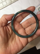 Load image into Gallery viewer, 53mm Certified Type A 100% Natural dark green/blue/gray Guatemala slim round cut Jadeite bangle PJ18-2595
