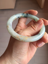 Load image into Gallery viewer, 58mm certified 100% natural type A green with green floating flowers carved flowers golden-painted round cut  jadeite bangle PH149-5865
