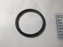 Load image into Gallery viewer, 58mm Type A 100% Natural half black half icy dark green/blue/gray Guatemala slim round cut Jadeite bangle PJ19-2615
