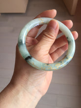 Load image into Gallery viewer, 58mm certified 100% natural type A green with green floating flowers carved flowers golden-painted round cut  jadeite bangle PH149-5865
