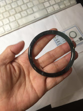 Load image into Gallery viewer, 58mm Type A 100% Natural half black half icy dark green/blue/gray Guatemala slim round cut Jadeite bangle PJ19-2615
