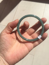 Load image into Gallery viewer, 56.5mm Certified Type A 100% Natural icy watery green/blue/black/gray slim round cut Guatemala Jadeite bangle PB14-5629

