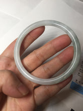 Load image into Gallery viewer, 59.5mm 100% natural certified light green/white round cut slim jadeite jade bangle BL43-1824
