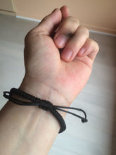 Load image into Gallery viewer, 100% natural type A yellow/white/green carved feather jadeite jade braided adjustable slider bracelet AX39
