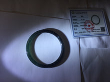 Load image into Gallery viewer, 58mm Type A 100% Natural half black half icy dark green/blue/gray Guatemala slim round cut Jadeite bangle PJ19-2615
