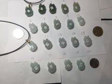Load image into Gallery viewer, 100% natural type A dark green/light green/white/gray jadeite jade fox pendant necklace PC123
