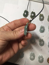 Load image into Gallery viewer, 100% natural type A dark green/light green/white/gray jadeite jade fox pendant necklace PC123
