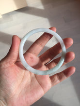 Load image into Gallery viewer, 59.5mm 100% natural certified light green/white round cut slim jadeite jade bangle BL43-1824
