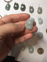Load image into Gallery viewer, 100% natural type A dark green/light green/white/gray jadeite jade fox pendant necklace PC123
