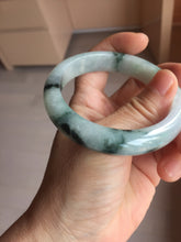 Load image into Gallery viewer, 56.5mm Certified Type A 100% Natural light purple white green with green floating flowers jadeite Jade bangle PB295-7300
