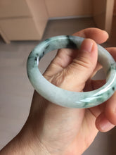 Load image into Gallery viewer, 56.5mm Certified Type A 100% Natural light purple white green with green floating flowers jadeite Jade bangle PB295-7300
