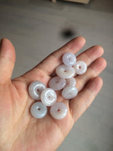 Load image into Gallery viewer, 100% Natural white/purple/yellow jadeite Jade Safety Guardian Button(donut) Pendant/worry stone BF96
