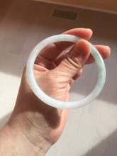 Load image into Gallery viewer, 59.5mm 100% natural certified light green/white round cut slim jadeite jade bangle BL43-1824
