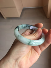 Load image into Gallery viewer, 56.5mm Certified Type A 100% Natural light purple white green with green floating flowers jadeite Jade bangle PB295-7300
