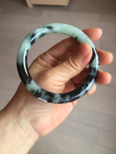 Load image into Gallery viewer, 58.5mm certified 100% natural type A dark green white with green floating flowers jadeite bangle PH148-5855
