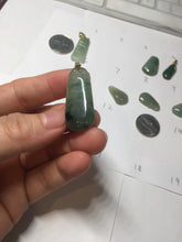 Load image into Gallery viewer, 100% Natural type A icy watery dark green/black Jadeite Jade blessed melon pendant PC124-2
