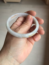 Load image into Gallery viewer, 56mm 100% Natural type A light green purple white carved flowers and golden-painted Jadeite Jade bangle PB227-0274
