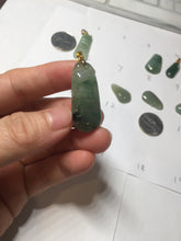 Load image into Gallery viewer, 100% Natural type A icy watery dark green/black Jadeite Jade blessed melon pendant PC124-2

