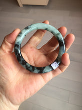 Load image into Gallery viewer, 58.5mm certified 100% natural type A dark green white with green floating flowers jadeite bangle PH148-5855
