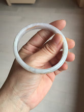 Load image into Gallery viewer, 56mm 100% Natural type A light green purple white carved flowers and golden-painted Jadeite Jade bangle PB227-0274
