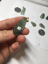 Load image into Gallery viewer, 100% Natural type A icy watery dark green/black Jadeite Jade blessed melon pendant PC124-2
