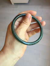Load image into Gallery viewer, 63mm Certified Type A 100% Natural deep sea dark green/blue/black slim round cut Guatemala Jadeite bangle PC61-2067
