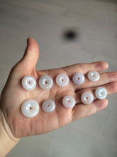 Load image into Gallery viewer, 100% Natural white/purple/yellow jadeite Jade Safety Guardian Button(donut) Pendant/worry stone BF96
