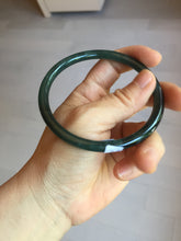 Load image into Gallery viewer, 63mm Certified Type A 100% Natural deep sea dark green/blue/black slim round cut Guatemala Jadeite bangle PC61-2067
