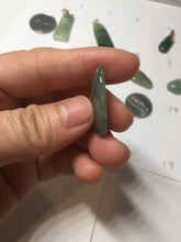 Load image into Gallery viewer, 100% Natural type A icy watery dark green/black/gary with green flying flowers Jadeite Jade belssed melon pendant PC124-3
