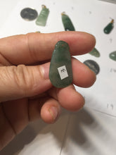 Load image into Gallery viewer, 100% Natural type A icy watery dark green/black/gary with green flying flowers Jadeite Jade belssed melon pendant PC124-3
