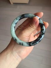 Load image into Gallery viewer, 58.5mm certified 100% natural type A dark green white with green floating flowers jadeite bangle PH148-5855
