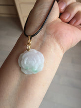 Load image into Gallery viewer, Type A 100% Natural light sunny green/white/purple(白底青) jadeite Jade rose flower Pendant BF150
