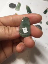 Load image into Gallery viewer, 100% Natural type A icy watery dark green/black/gary with green flying flowers Jadeite Jade belssed melon pendant PC124-3
