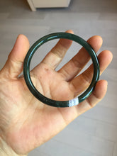 Load image into Gallery viewer, 63mm Certified Type A 100% Natural deep sea dark green/blue/black slim round cut Guatemala Jadeite bangle PC61-2067

