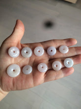Load image into Gallery viewer, 100% Natural white/purple/yellow jadeite Jade Safety Guardian Button(donut) Pendant/worry stone BF96
