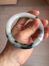 Load image into Gallery viewer, 57.8mm certified 100% natural type A dark green white with green floating flowers jadeite bangle PH147-5857
