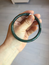 Load image into Gallery viewer, 63mm Certified Type A 100% Natural deep sea dark green/blue/black slim round cut Guatemala Jadeite bangle PC61-2067
