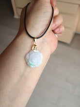 Load image into Gallery viewer, Type A 100% Natural light sunny green/white/purple(白底青) jadeite Jade rose flower Pendant BF150
