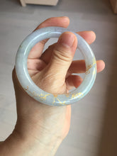 Load image into Gallery viewer, 52.3mm 100% Natural type A light green purple carved and golden-painted Jadeite Jade bangle PB213
