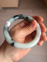 Load image into Gallery viewer, 57.8mm certified 100% natural type A dark green white with green floating flowers jadeite bangle PH147-5857
