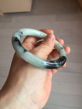 Load image into Gallery viewer, 57.8mm certified 100% natural type A dark green white with green floating flowers jadeite bangle PH147-5857
