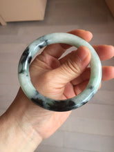 Load image into Gallery viewer, 57.8mm certified 100% natural type A dark green white with green floating flowers jadeite bangle PH147-5857
