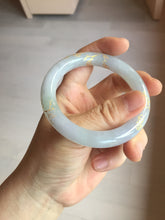 Load image into Gallery viewer, 52.3mm 100% Natural type A light green purple carved and golden-painted Jadeite Jade bangle PB213
